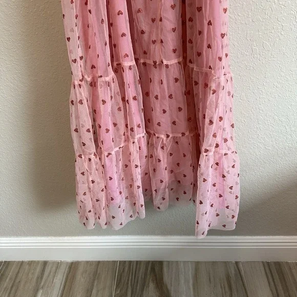 Betsey Johnson Dress Pink Velvet Hearts 4 Tulle Midi Dress Retro Pinup Romantic Betsey Johnson Dress Pink Velvet Hearts 4 Tulle Midi Dress Retro Pinup Romantic